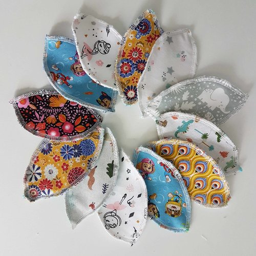 Lot de 12 tampons inter labial lavables (grand modèle)