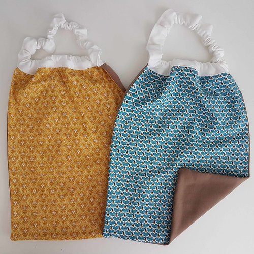 2 serviettes de table - grands bavoirs, serviettes pour cantine, maternelle, école, loisirs (thème : géométrique)