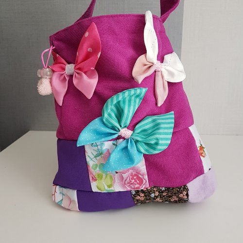 Sac chat sac à doudou papillons, sac école maternelle