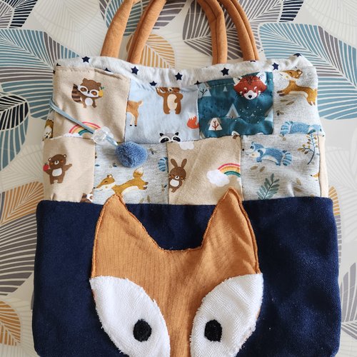 Sac chat sac à doudou renard, sac école maternelle