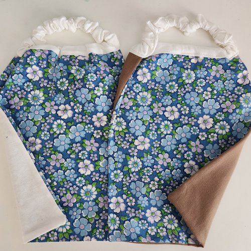 2 serviettes de table - grands bavoirs, serviettes cantine, maternelle, école, loisirs (thème : fleurs)