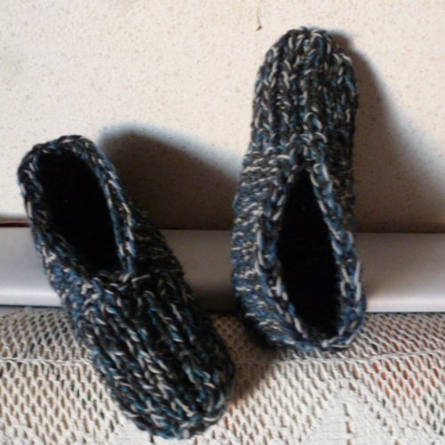Chausson d'intérieur ou pantoufle adultes  fait main ma création mélange de laine