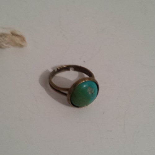 Bague Réglable Turquoise Du Mexique – Laiton – Création Artisanale Unique Avec écrin