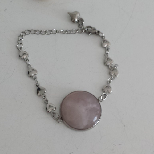 Bracelet réglable quartz rose création unique