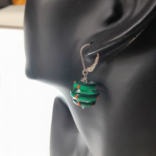 Boucles d'oreille en verre de murano et argent 925 création unique