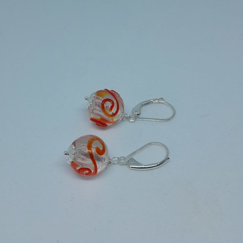 Boucles d'oreille en verre de murano et argent 925 création unique