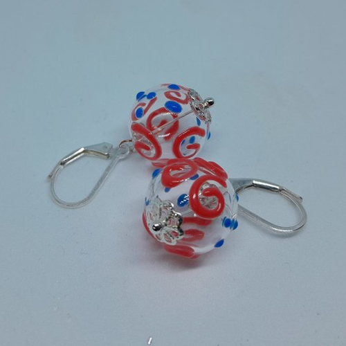 Boucles d'oreille en verre de murano et argent 925 création unique