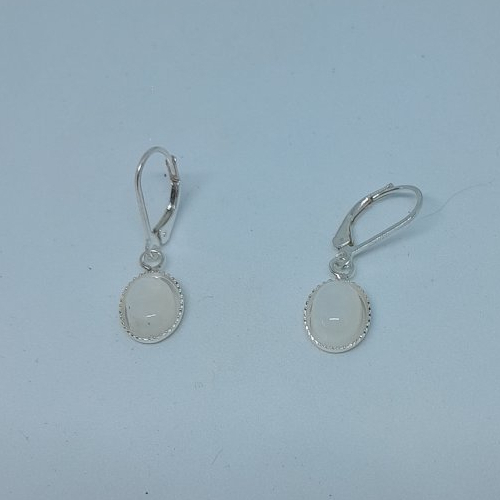 Boucles d'oreille dormeuses argent 925 et pierre de lune création unique