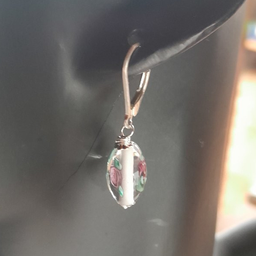 Boucles d'oreille en verre de murano et argent 925 création unique