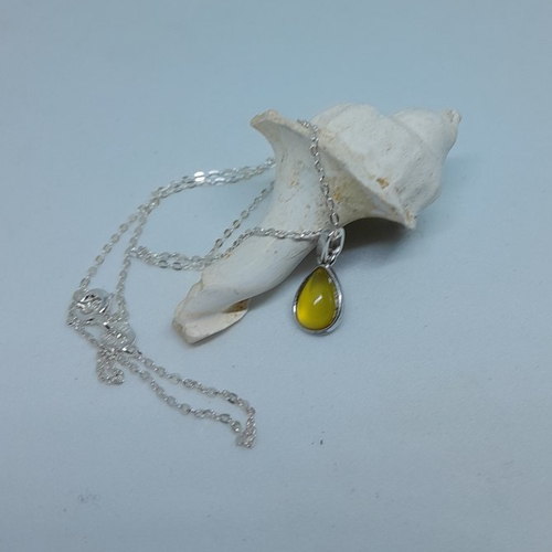 Pendentif poire goutte citrine et argent avec chaine en argent 925 création unique
