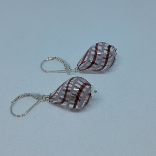 Boucles d'oreille en verre de murano et argent 925 création unique