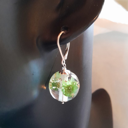 Boucles d'oreille en verre de murano et argent 925 création unique