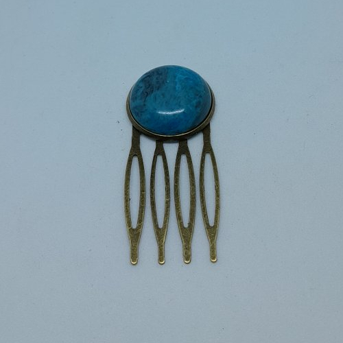 Peigne à chignon à 4 dents avec apatite création unique