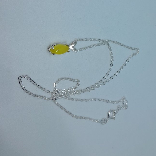 Pendentif losange citrine et argent avec chaine en argent 925 création unique