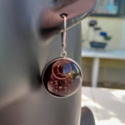 Boucles d'oreille cabochons en verre gothique attrape-rêve modèle unique