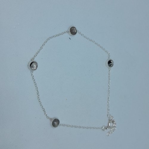 Bracelet réglable en argent quartz rutilé et labradorite création unique
