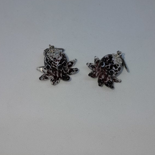Boucles d'oreille pieuvres poulpes en verre façon murano