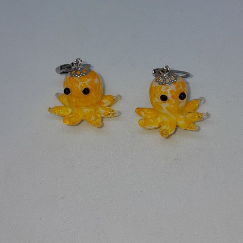 Boucles d'oreille pieuvres poulpes en verre façon murano