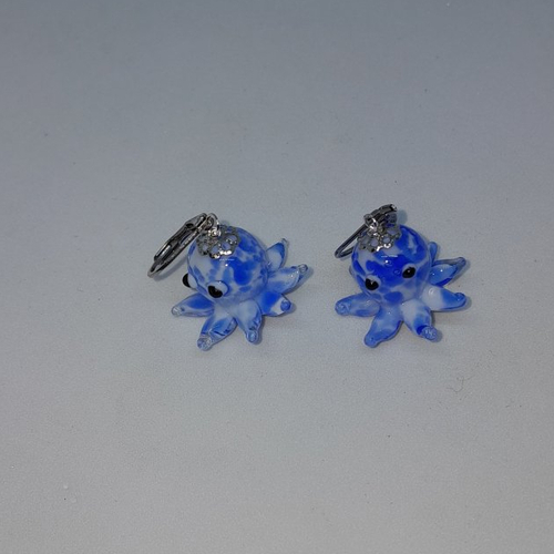 Boucles d'oreille pieuvres poulpes en verre façon murano