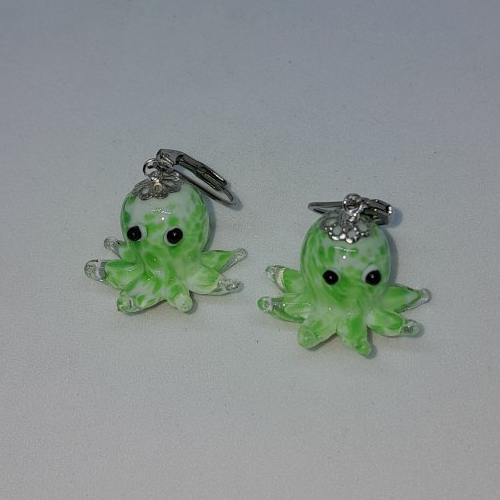 Boucles d'oreille pieuvres poulpes en verre façon murano