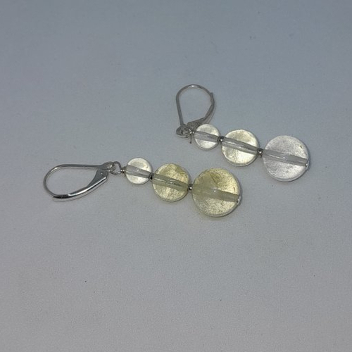 Boucles d'oreille dormeuses argent cristal de roche et création unique