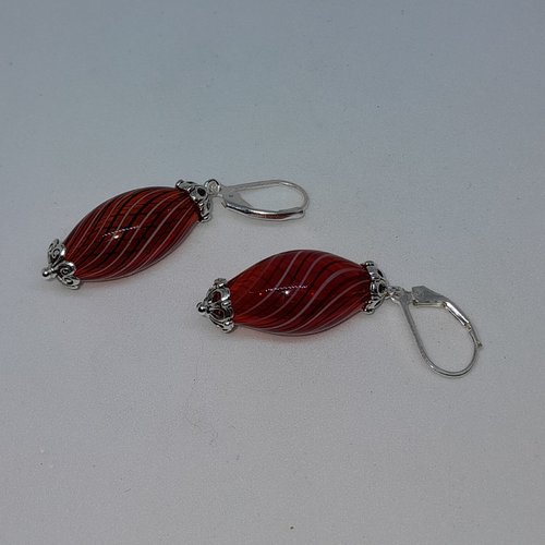 Boucles d'oreille en verre de murano et argent 925 création unique