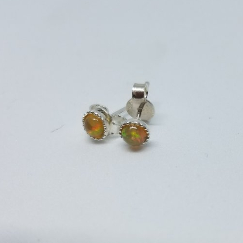 Clous boucles d'oreille en argent serties opales welo véritables création unique