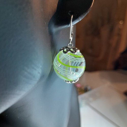 Boucles d'oreille en verre de murano et argent 925 création unique