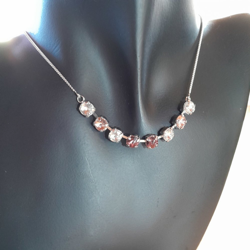 Collier tour de cou 8 cristaux multicolores plaqué rhodium création unique