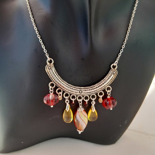 Collier chevron verre de murano et verre de bohème création unique