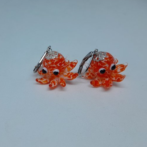 Boucles d'oreille pieuvres poulpes en verre façon murano
