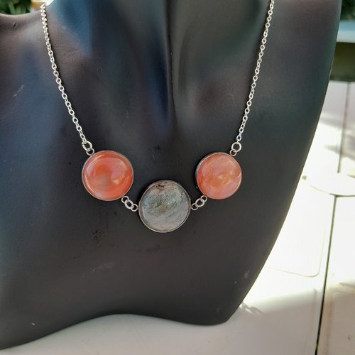 Collier labradorite et rubellites