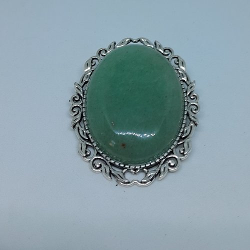 Broche ovale avec une grosse aventurine création unique