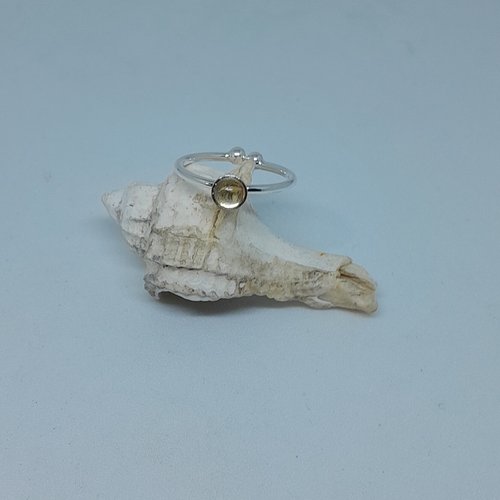 Bague réglable plaquée argent et citrine neuve création
