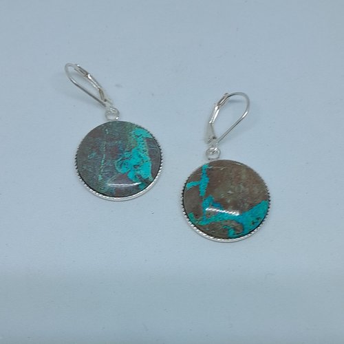 Boucles d'oreille dormeuses argent 925 et chrisocolle création unique