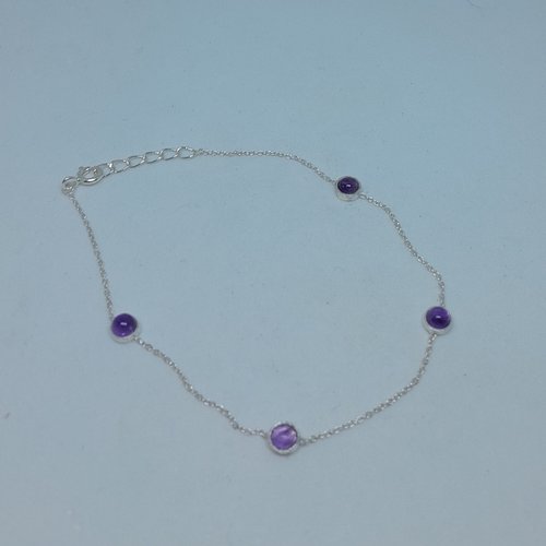 Bracelet réglable en argent et améthystes création unique
