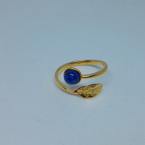 Bague argent 925 sterling plaqué or  24 carats et lapis lazuli création unique