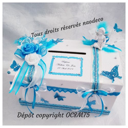 Other Gift Party Supplies Urne Papillon Bleu Mariage Bapteme Communion Anniversaire Home Garden