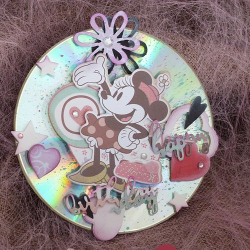 Carte D Anniversaire Enfant Faite Main Sur Cd Theme Disney Le Jardin Fleuri De Minnie Un Grand Marche