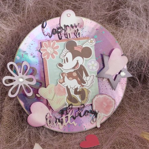 Carte D Anniversaire Enfant Faite Main Sur Cd Theme Disney Minnie La Timide Un Grand Marche