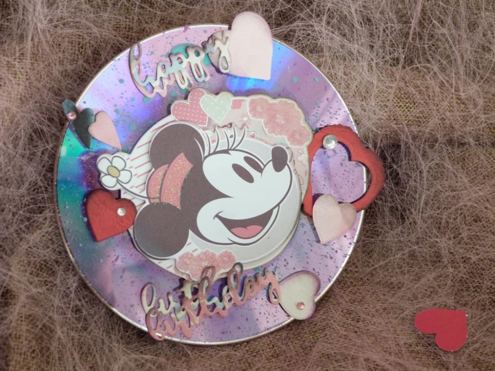 Carte D Anniversaire Enfant Faite Main Sur Cd Theme Disney Le Jardin Fleuri De Minnie Un Grand Marche