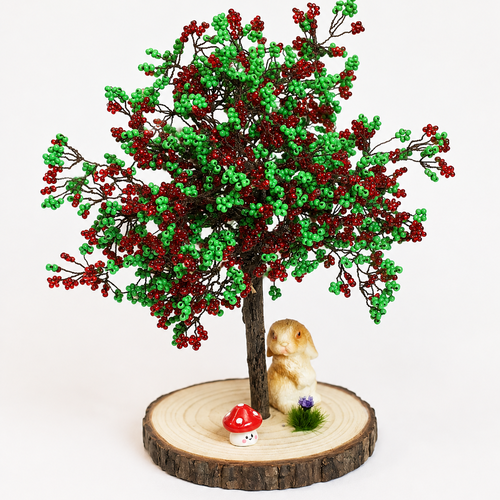 Rubis des bois – arbre décoratif en perles fait main