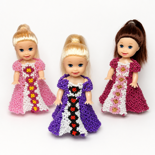 Poupée princesse en perles – 3 coloris au choix
