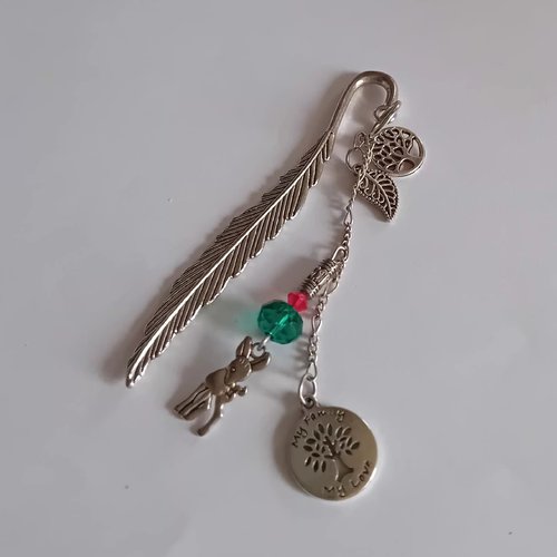 Marque-page biche & feuilles – argent & cristal