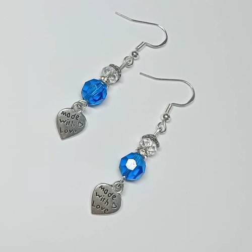 Boucles d'oreilles pendantes "azur" – cristal bleu clair & argent 925