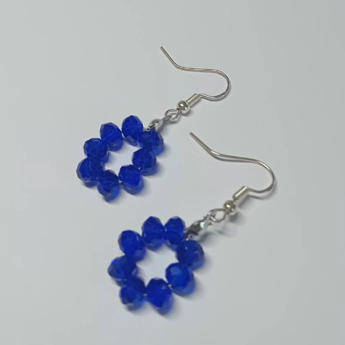 Boucles d'oreilles "éclat cobalt" – cristal bleu marine & fleurs