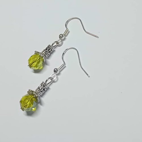Boucles d'oreilles cristal vert éclat