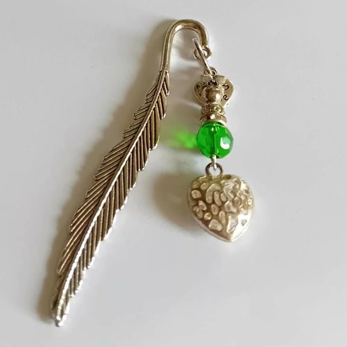 Marque-page bijou plume & cœur