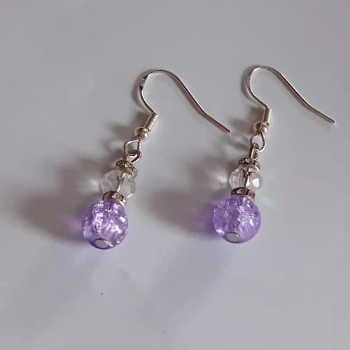 Boucles d'oreilles thème les violettes