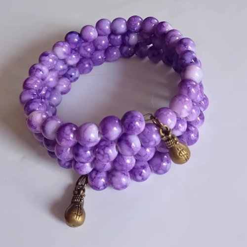 Bracelet multi rangs "aurore violette"